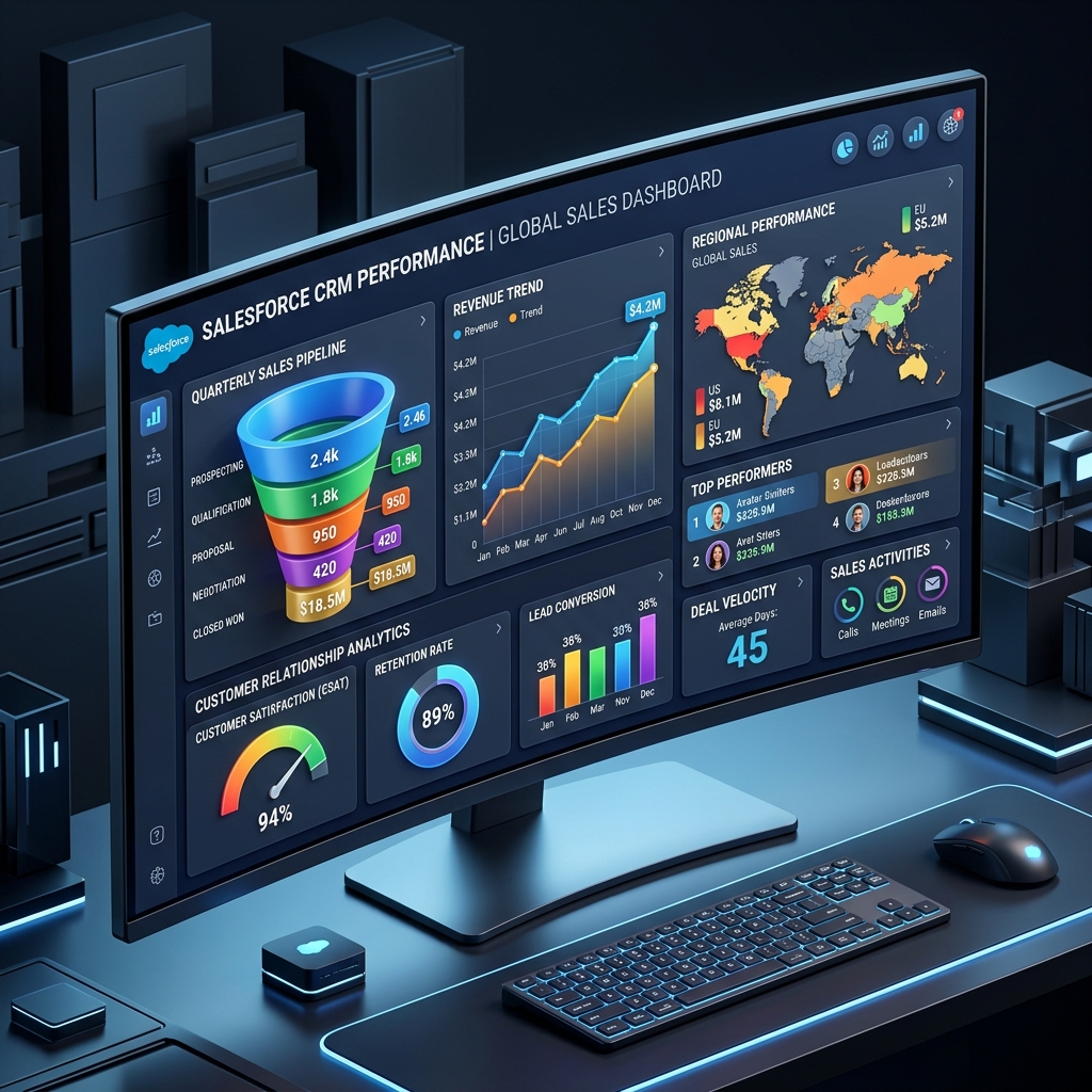 Salesforce CRM services illustration by Sathuram Software